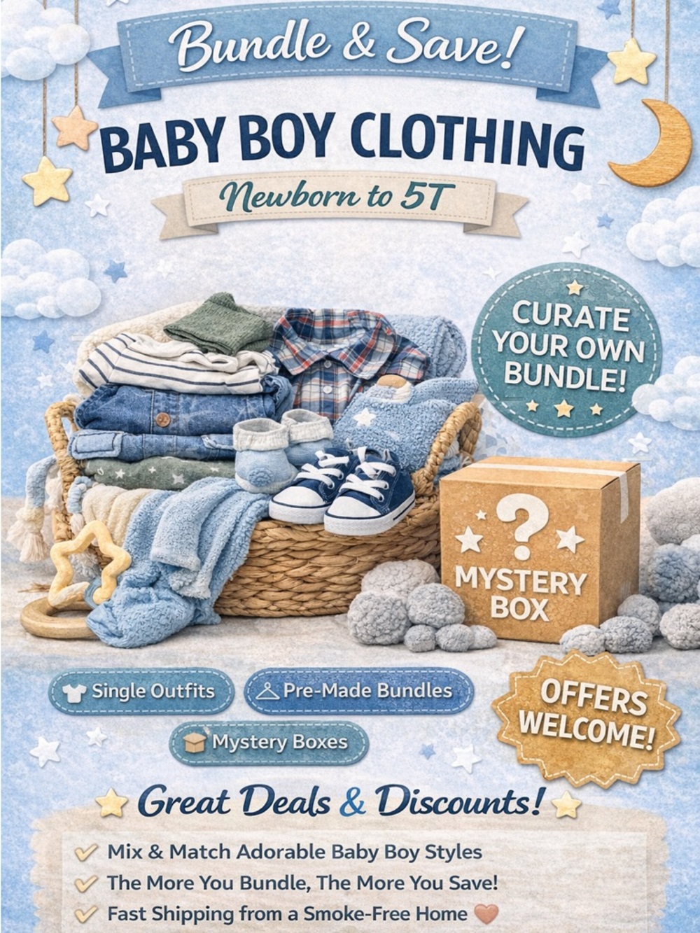 ⭐ Baby Boy Clothing Newborn–5T | Curate Your Own Bundle & Save ⭐